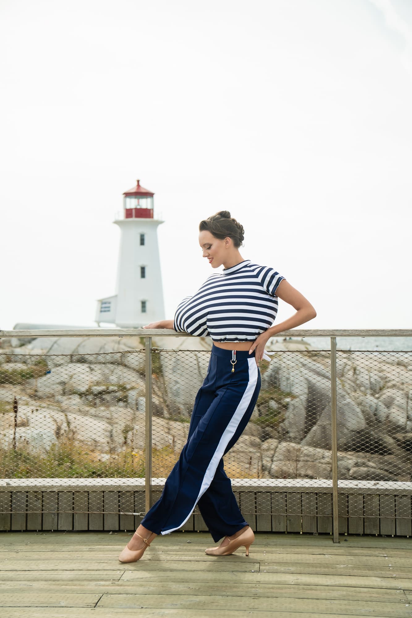 First Class Dance Pants | Straight Leg Mid-Rise Dance Trousers with Side Stripe