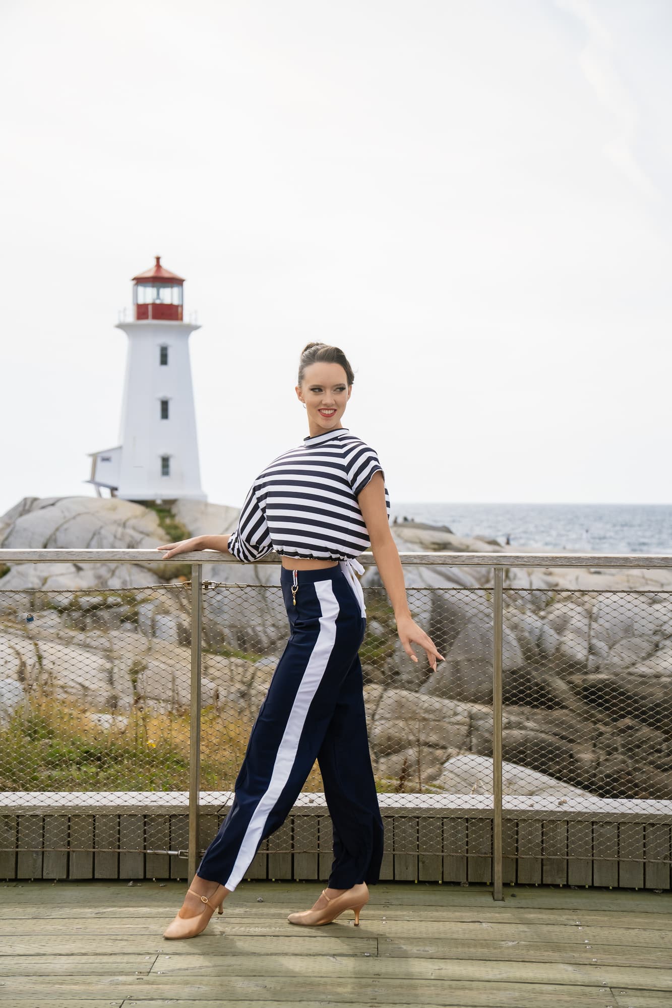 First Class Dance Pants | Straight Leg Mid-Rise Dance Trousers with Side Stripe