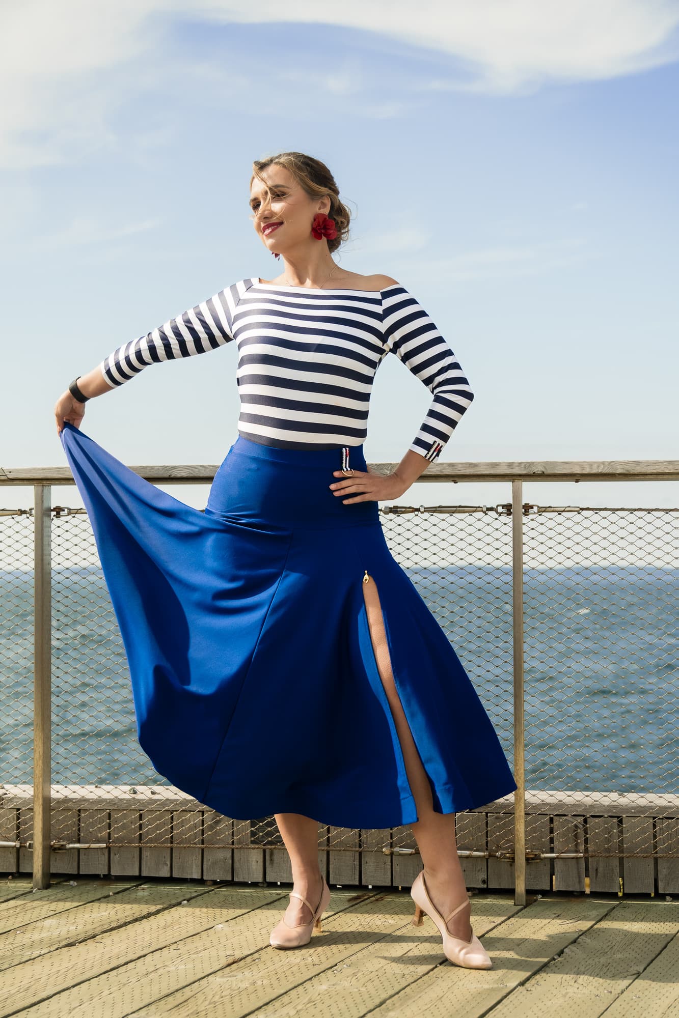 Calypso Ballroom and Smooth Skirt | A-Line Maxi Skirt with Supportive Yoke and Front Side Slit