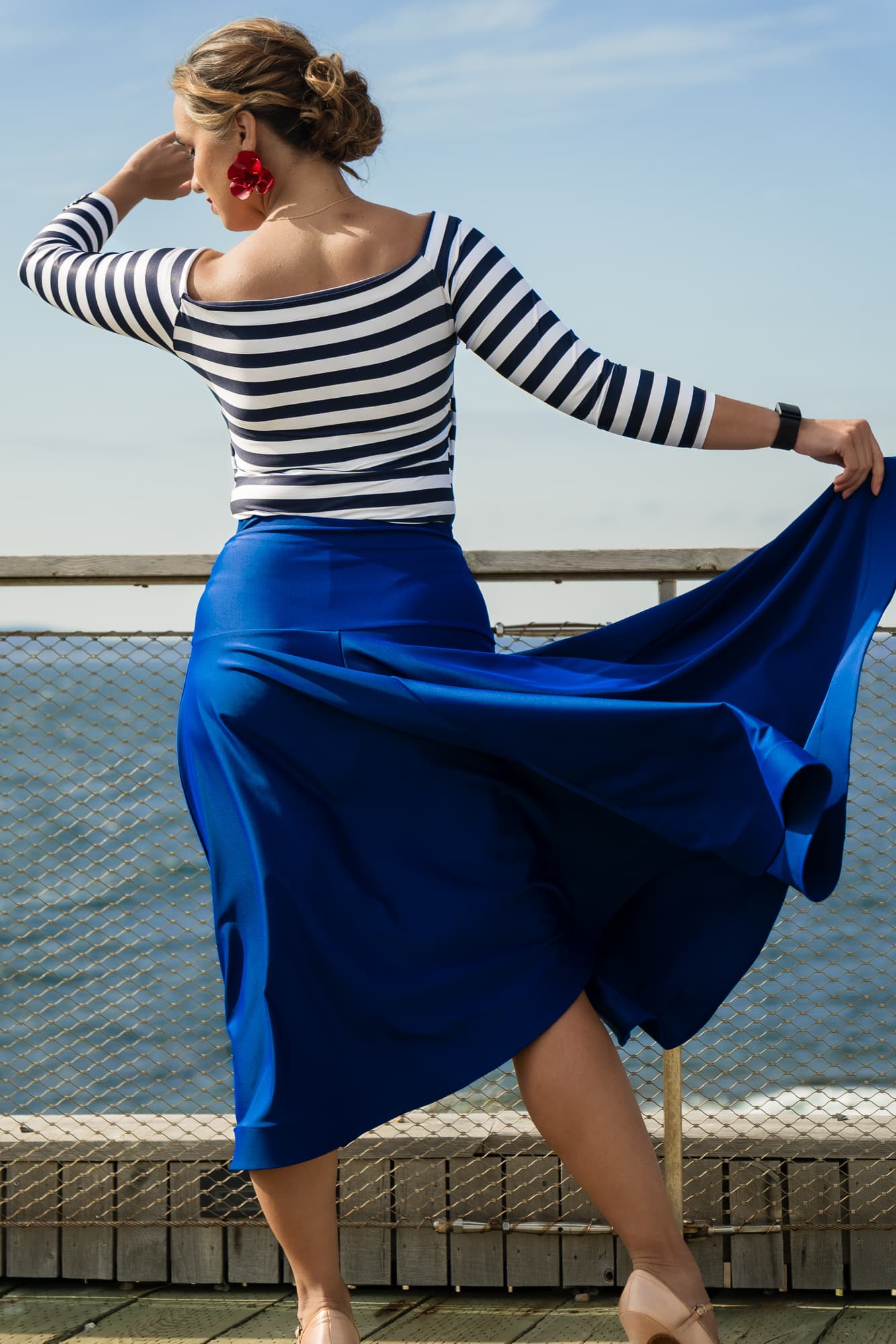 Calypso Ballroom and Smooth Skirt | A-Line Maxi Skirt with Supportive Yoke and Front Side Slit