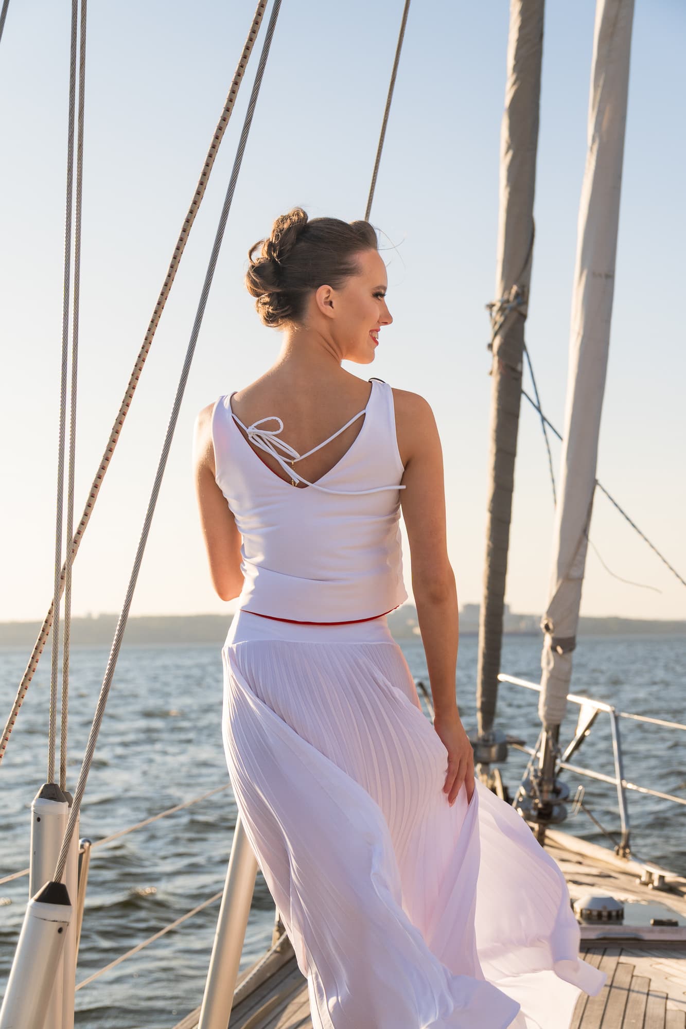 Pivot Breeze | Pleated Maxi Ballroom Skirt with Yoke & Horsehair Braid Hem