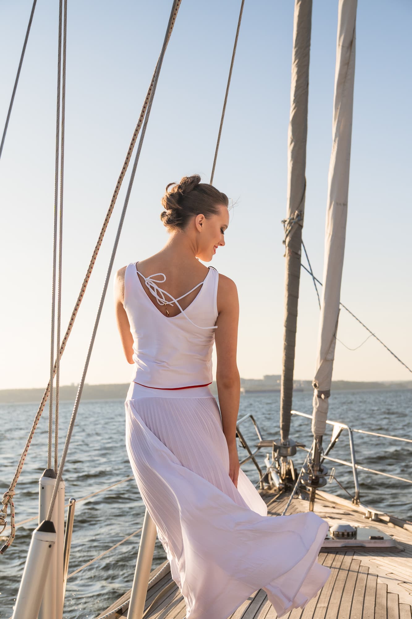 Pivot Breeze | Pleated Maxi Ballroom Skirt with Yoke & Horsehair Braid Hem